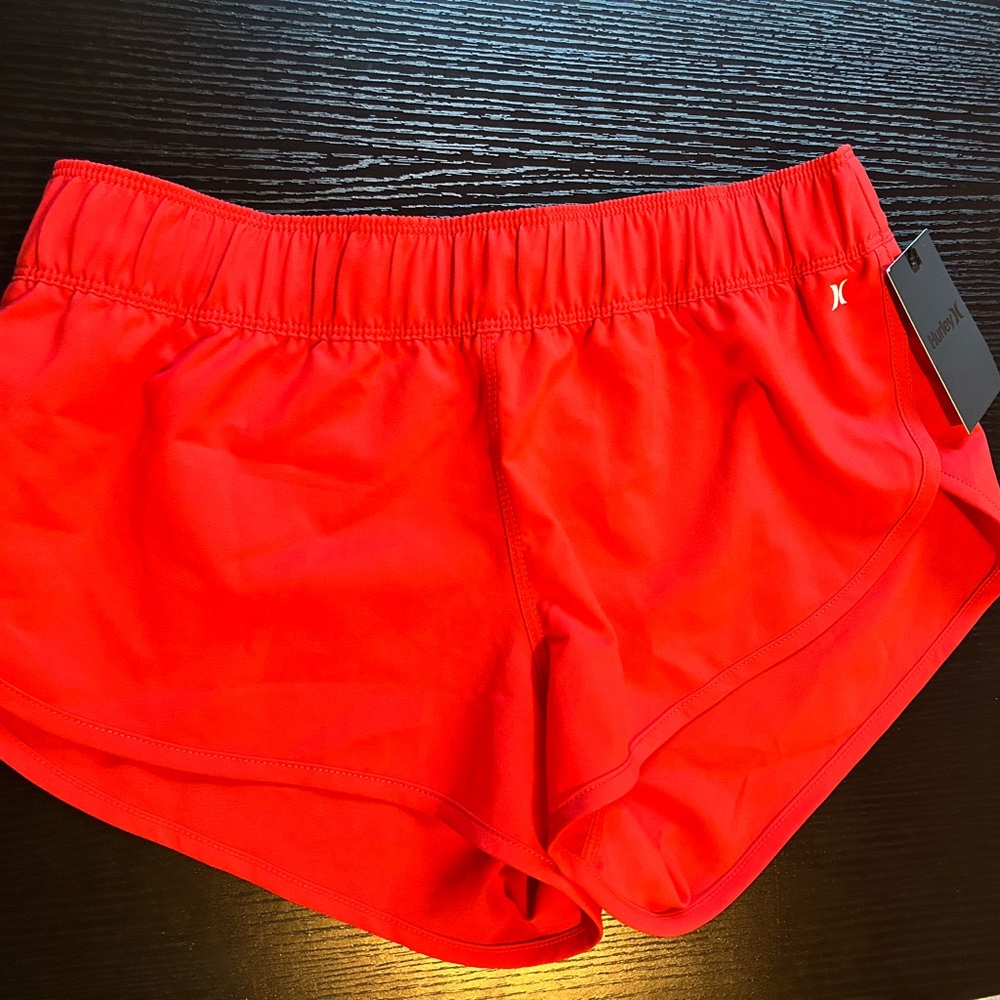 Women’s Hurley swim shorts. Lifeguard red, size small.